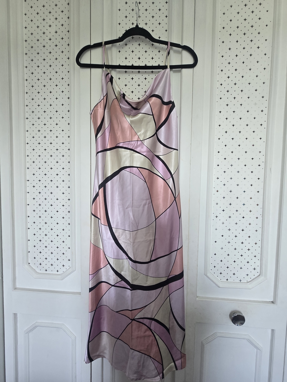 Emma & Michele Pink and Cream Abstract Slip Maxi Dress